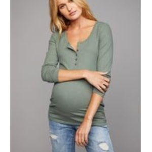 Luxe Essentials Denim Button Front Maternity Top